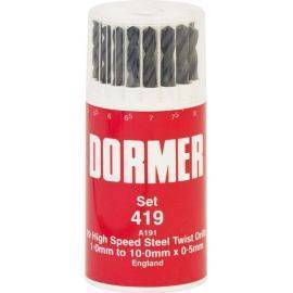 DORMER A100 HSS Jobber Twist Drill Set No. 419 - 19 Pieces - (1.0mm to 10.0mm), image 