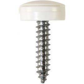 Number Plate Fasteners - 4.2 x 19mm - White - Self-Tappers with Hinged Caps, image 