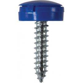 Number Plate Fasteners - 4.2 x 19mm - Blue - Self-Tappers with Hinged Caps, image 