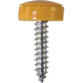 Number Plate Fasteners - 4.2 x 19mm - Yellow - Self-Tappers with Hinged Caps, image 