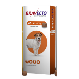 Bravecto Chewable Tablet Small Dog (4.5-10kg) 250mg 1 x tab, image 