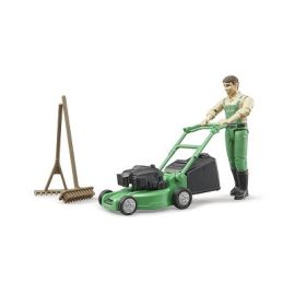 Gardener with Lawnmower and Equipment, image 